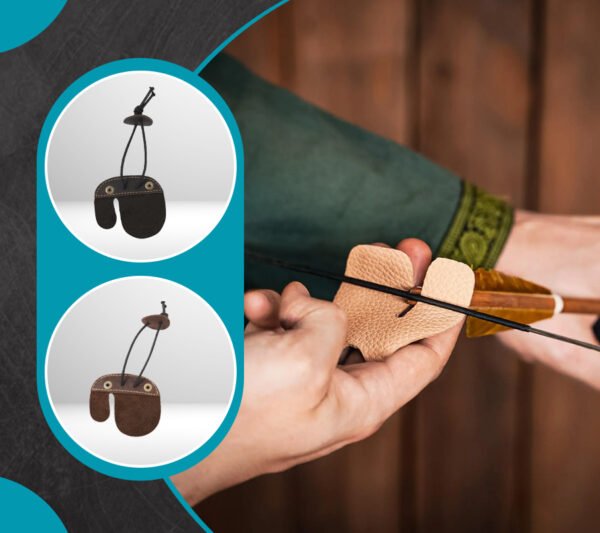 AKSNoor Leather Archery Finger Tab - Full Grain, Recurve Bow, Shooting Practice, Hunting Finger Protector - Adjustable, Durable finger tab