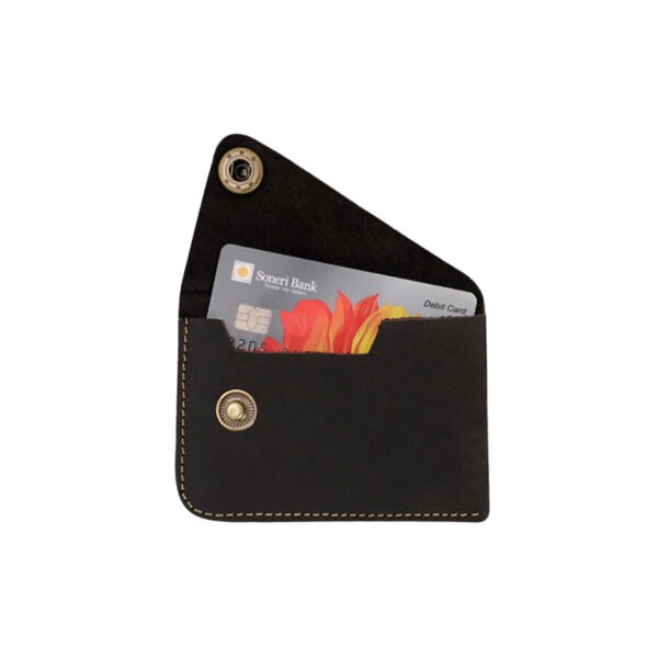 Handmade Genuine Leather Card Holder with Snap Closure, Minimalist Leather Wallet, Hand-Stitched Compact Front Pocket Card for Men & Women - Image 4