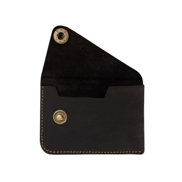 Handmade Genuine Leather Card Holder with Snap Closure, Minimalist Leather Wallet, Hand-Stitched Compact Front Pocket Card for Men & Women - Image 5