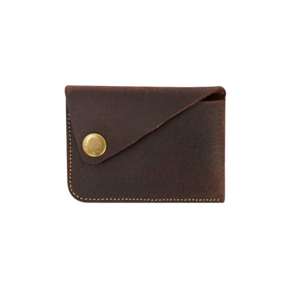 Handmade Genuine Leather Card Holder with Snap Closure, Minimalist Leather Wallet, Hand-Stitched Compact Front Pocket Card for Men & Women - Image 6