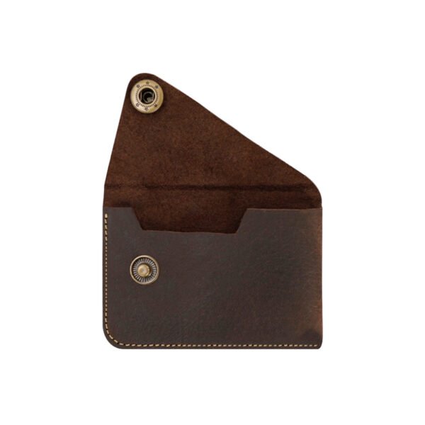 Handmade Genuine Leather Card Holder with Snap Closure, Minimalist Leather Wallet, Hand-Stitched Compact Front Pocket Card for Men & Women - Image 8