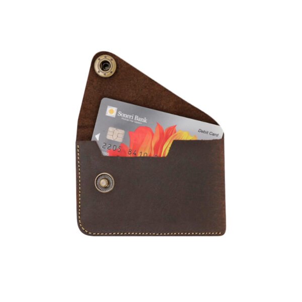 Handmade Genuine Leather Card Holder with Snap Closure, Minimalist Leather Wallet, Hand-Stitched Compact Front Pocket Card for Men & Women - Image 7