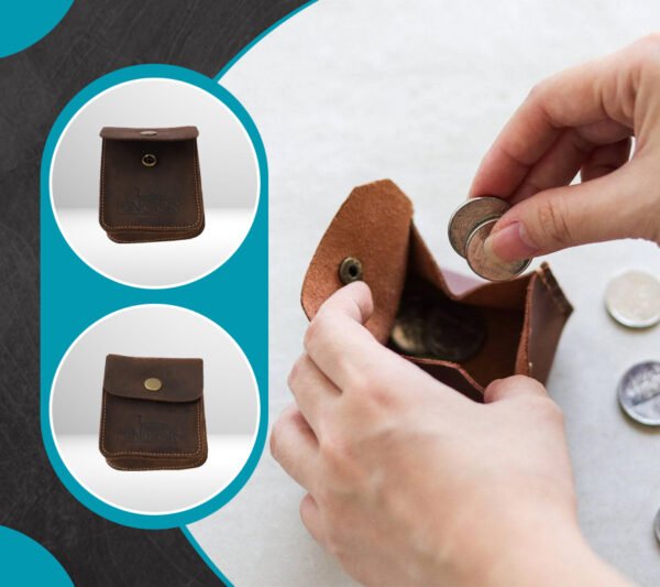 Handmade Leather Coin Pouch with Belt Loop | Vintage Snap Closure Small EDC Bag 6x3.5x1 | Brown Leather Utility Pouch