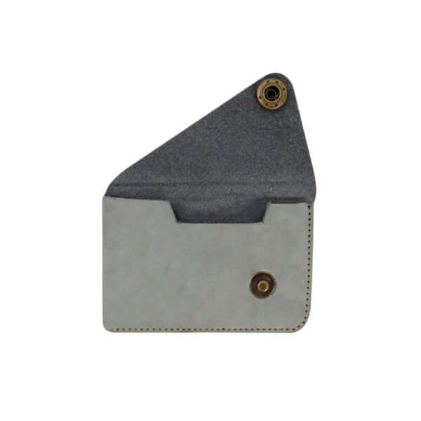 Handmade Genuine Leather Card Holder with Snap Closure, Minimalist Leather Wallet, Hand-Stitched Compact Front Pocket Card for Men & Women - Image 2