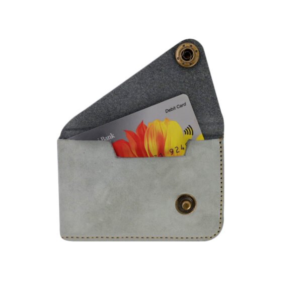Handmade Genuine Leather Card Holder with Snap Closure, Minimalist Leather Wallet, Hand-Stitched Compact Front Pocket Card for Men & Women - Image 10
