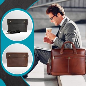 Top Grain Leather 13.5 Inch Laptop Bag Elegant Unisex Briefcase, Versatile Messenger Satchel For College, Office, Adjustable Shoulder Strap