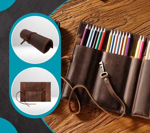 Leather Pencil Roll, Leather Pencil Case, Pencil Roll, Pencil Pouch, Leather Pen Case, Pen Case, Pencil Roll pouch, Brush Case Roll Pen Case
