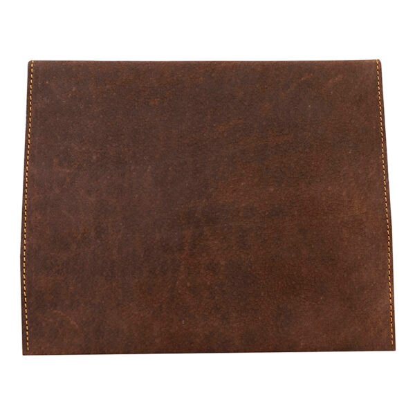 Handmade Leather Pouch | Vintage Tablet Sleeve 8x7 | Document Holder with Brass Clasp | Brown & Black Leather Clutch Bag - Image 3