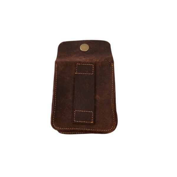 Handmade Leather Coin Pouch with Belt Loop | Vintage Snap Closure Small EDC Bag 6x3.5x1 | Brown Leather Utility Pouch - Image 3