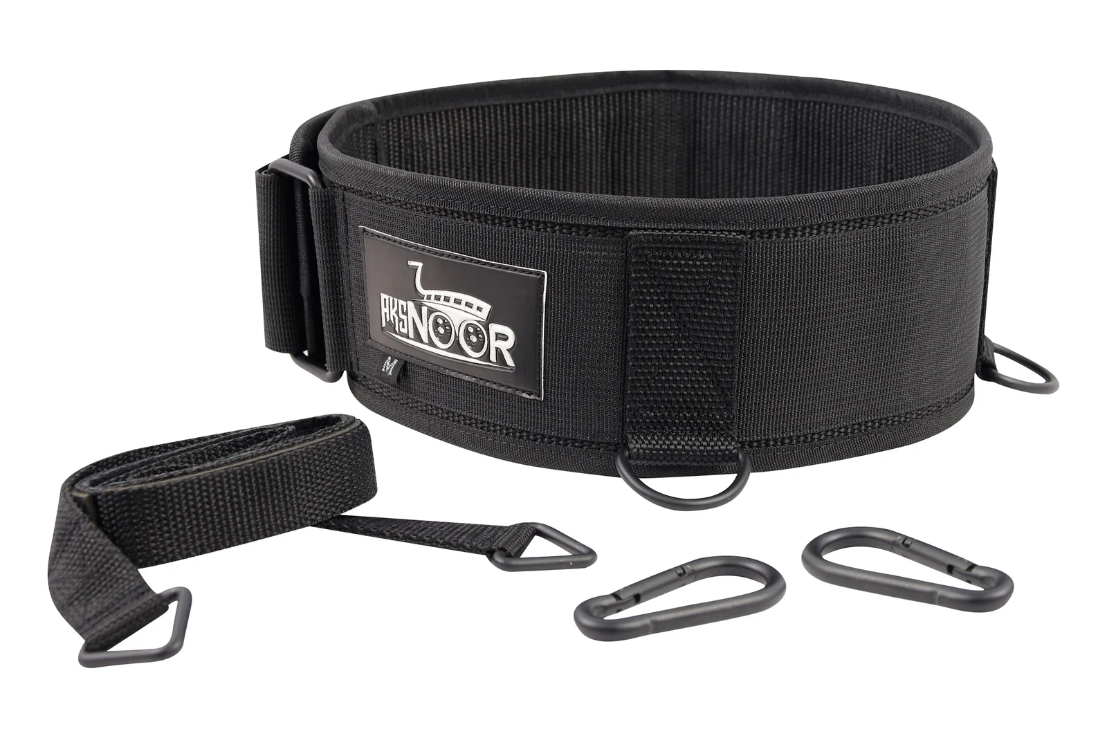 AKSNoor Weight Lifting Dip Belt with Adjustable Buckle, Weighted Dip Belt with Strap, Padded Nylon, Silent Chain-Free Design, 4 D-Rings for Pull-Ups, Squats, Dips